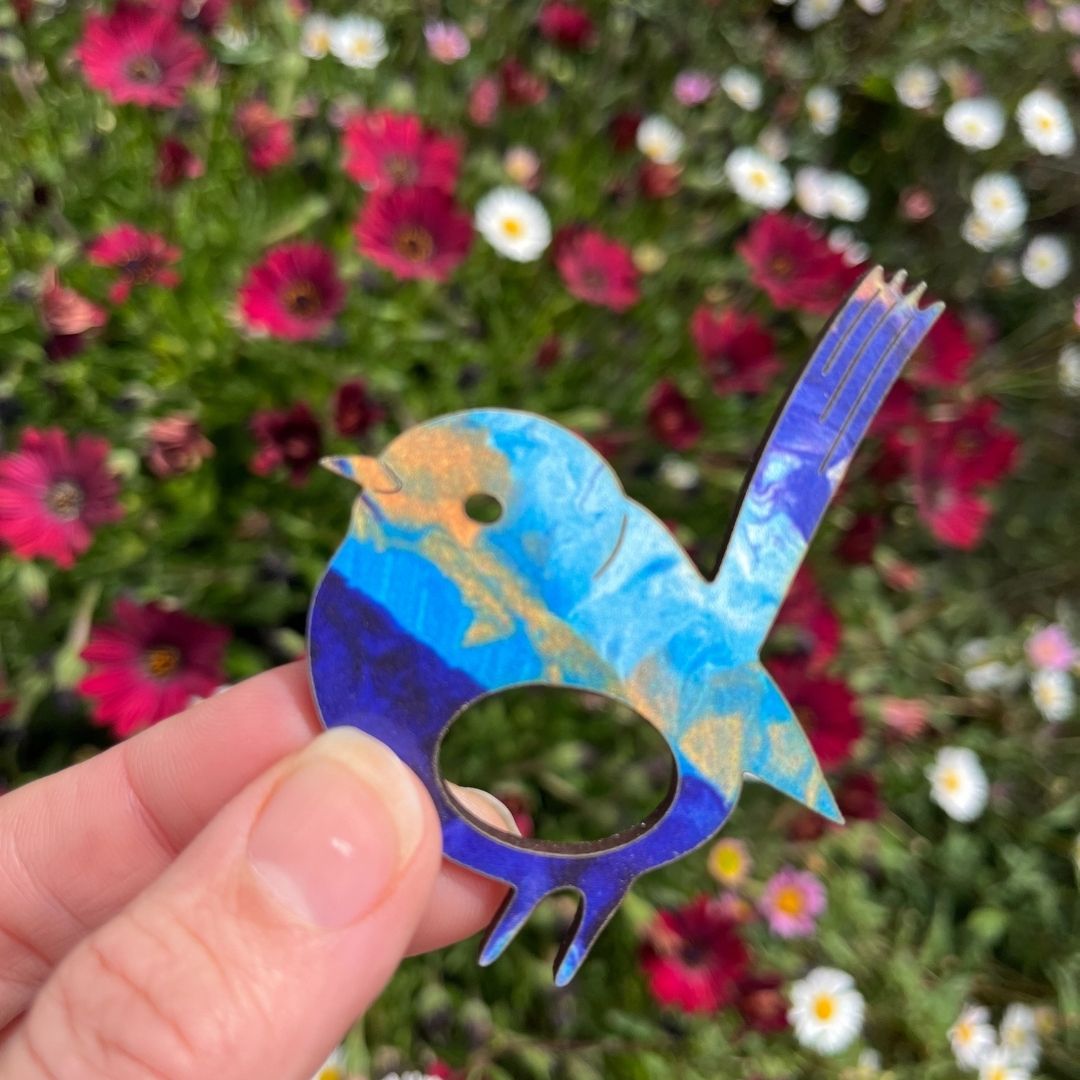 Blue Wren Glasses Brooch (7 Colors)