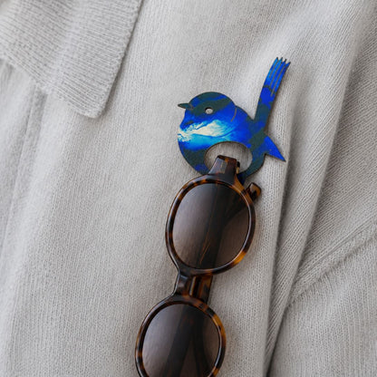 Blue Wren Glasses Brooch (9 Colors)