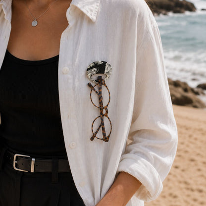 Pebble Glasses Brooch (5 Colours)